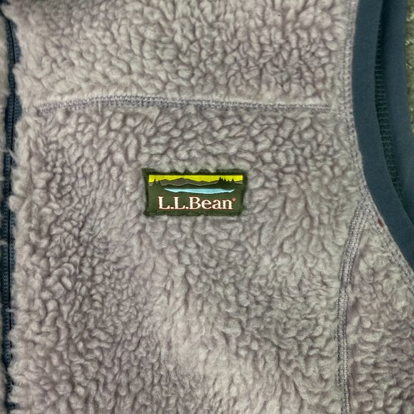 LL Bean Mountain Pile Fleece Vest Women's Large Lilac Full Zip Deep Pile 502430 - Picture 4 of 11